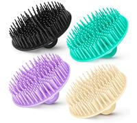 YEALIFE Paquete de 4 cepillos exfoliantes para el cuero cabelludo, cepillo de limpieza para la caspa, cepillo masajeador flexible del cuero cabelludo, cepillo de champú para el cuero cabelludo de la