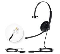Yealink Auriculares para teléfonos de oficina YHS34 Lite QD a RJ9 Auriculares con cable compatibles con Poly Avaya Snom Grandstream, auriculares fijos de escritorio con micrófono -mono/cable de 72 g