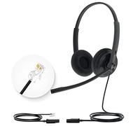 Yealink auriculares para teléfonos de oficina YHS34 Lite QD a RJ9, teléfono compatibles con Poly Snom Grandstream, auriculares de escritorio con micrófono, cable