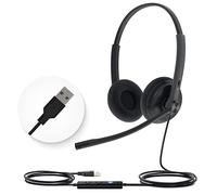 Yealink Auriculares UH34 certificados para Microsoft Teams USB-A Auriculares estéreo con micrófono con cancelación de Ruido para Centro de Llamadas, Negocios, Oficina, VoIP, teléfono, computadora