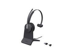 Yealink BH 70 Mono Teams - Auriculares con Soporte de Carga, Bluetooth, 3 micrófonos, cancelación de Ruido, 35 h de duración de la batería, USB-C/A