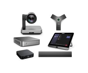 Yealink Kit de videoconferencia para sala grande - Cámara 4K UHD PTZ UVC 84, unidad de computación MCore, controlador táctil MTouch II, MSpeaker II, matriz de micrófono VCM34, concentrador de cable