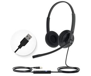 Yealink Telefonia Auricular BIAURAL UH34 Lite Teams | Auriculares estéreo para teléfono con micrófono, auriculares de computadora para PC, portátil, auriculares de trabajo