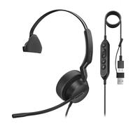 Yealink UH44 Auriculares Mono USB con Cable para PC, micrófono Dual, cancelación de Ruido y Adaptador USB-C/A para Ordenadores, centros de Llamadas y oficinas, con indicador de Estado de Espera