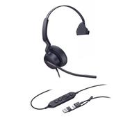 Yealink UH46 - Auriculares de Diadema con 3 micrófonos con cancelación de Ruido AI, Altavoz de 35 mm, certificación Teams, luz Dual Busylight, Almohadilla de Espuma de Memoria, Controlador en línea