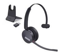 Yealink WH64 Híbrido con Dongle DECT, Alcance de 150 m, 26 Horas de Conversación, Auriculares Bluetooth para Teams, Zoom, Micrófono con Cancelación de Ruido 3X, Auriculares para PC y Teléfono
