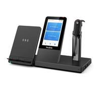 Yealink WH67 UC Auriculares Inalámbricos DECT de Diadema con Micrófono Boom, Bluetooth 4.2, Estación Base con Pantalla Táctil, Negro para Oficina y Centro de Llamadas
