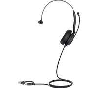 Yealink Yealink UH35 Mono Teams Auricular con cable USB-A con adaptador USB-C certificado para Teams con almohadilla de polipiel y dos micrófonos con