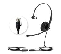 Yealink YHS34 Auriculares telefónicos con Cables de conexión RJ9 y QD. Compatibles con teléfonos Poly, Avaya, Snom y Grandstream. Auriculares monoaurales con micrófono para teléfonos de Oficina