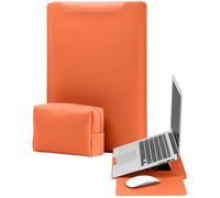 YealRed 13,3-14 Pulgadas Funda para MacBook/iPad/Surface/Lenovo/HP y Otras portátiles, Fabricada en Cuero PU con Soporte y Alfombrilla de ratón, Bolsa para Guardar el Cargador - Naranja