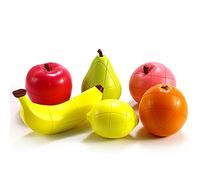 Yealvin Juego de Cubo de Velocidad, Frutas 3D de Melocotón, Limón, Naranja, Plátano, Manzana y Pera - Cubo Mágico Rompecabezas Cerebral, Paquete de 6