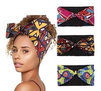 Yean Diadema africana anudada ancha para el pelo, para yoga, diademas africanas para mujeres y niñas (paquete de 3) (B)