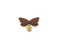 Yeandshi Paquete de 5 pomos en forma de mariposa de nogal, tiradores de gabinete de base sólida de 50 mm, adecuados para cocinas, aparadores, armarios, cómodas y muebles.