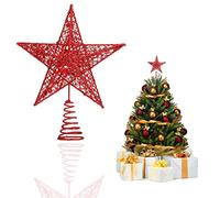 YEAP Topper del Árbol de Estrella, Estrella para Copa de Árbol de Navidad, Estrella de Cinco Puntas Árbol de Navidad, Adorno Navideño para Hogar, Fiestas, Festivales, Año Nuevo, 20 cm, Rojo