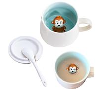 YEAPEAK Taza Mono 3D De Cerámica Para Café, Desayuno, Té - Regalo Animal Dino 350ml Con Cuchara