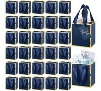 Yeaqee 100 mini bolsas de regalo de papel metálico con asas de 4 x 2.75 x 4.5 pulgadas, pequeñas bolsas de regalo pequeñas con etiqueta de agradecimiento para boda, graduación, fiesta de cumpleaños