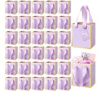 Yeaqee 50 mini bolsas de regalo de papel metálico con asas de 4 x 2.75 x 4.5 pulgadas, pequeñas bolsas de regalo pequeñas con etiqueta de agradecimiento para boda, graduación, fiesta de cumpleaños