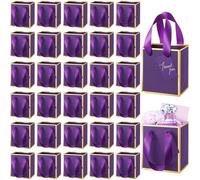 Yeaqee 50 mini bolsas de regalo de papel metálico con asas de 4 x 2.75 x 4.5 pulgadas, pequeñas bolsas de regalo pequeñas con etiqueta de agradecimiento para boda, graduación, fiesta de cumpleaños