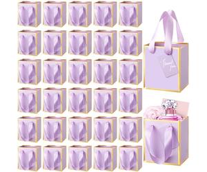 Yeaqee 50 mini bolsas de regalo de papel metálico con asas de 4 x 2.75 x 4.5 pulgadas, pequeñas bolsas de regalo pequeñas con etiqueta de agradecimiento para boda, graduación, fiesta de cumpleaños