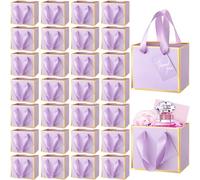 Yeaqee 50 mini bolsas de regalo de papel metálico metálico con asa, 4 x 4.75 x 2.25 pulgadas, bolsa de agradecimiento extra pequeña con etiqueta para graduación, fiesta de cumpleaños, regalos, boda,