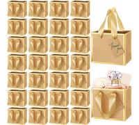 Yeaqee 50 mini bolsas de regalo de papel metálico metálico con asa de 4 x 4.75 x 2.25 pulgadas, bolsa de agradecimiento extra pequeña con etiqueta para graduación, fiesta de cumpleaños, regalos, boda,