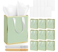 Yeaqee Paquete de 10 bolsas de regalo de papel metálico con asas, bolsas de papel de seda para el día de San Valentín, boda, despedida de soltera, padrinos de boda, padrinos de boda, 5 sentidos,