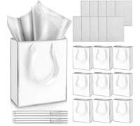 Yeaqee Paquete de 10 bolsas de regalo de papel metálico con asas y bolsas de papel de seda para regalos de agradecimiento para bodas, despedidas de soltera, padrinos de boda, 5 sentidos, bolsas de