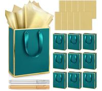 Yeaqee Paquete de 10 bolsas de regalo de papel metálico con asas y bolsas de papel de seda para regalos de agradecimiento para bodas, despedidas de soltera, padrinos de boda, 5 sentidos, bolsas de