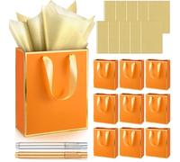 Yeaqee Paquete de 10 bolsas de regalo de papel metálico con asas y bolsas de papel de seda para regalos de agradecimiento para bodas, despedidas de soltera, padrinos de boda, 5 sentidos, bolsas de