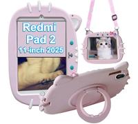 YeaQuelior Funda para niños para Xiaomi Redmi Pad 2 de 11 pulgadas (2025), a prueba de golpes [mango giratorio de 360°, soporte plegable] [correa para el hombro] Linda funda para gatos para niños y