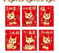 Year of Horse Red Envelopes - Lunar New Year Cash Holders for 2026 Gifting | Thick Red Paper with Gold Foil Artwork, Traditional Money Packet Set, Festival Blessing Envelopes for Family
