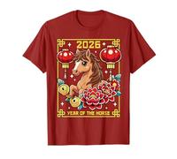 Year of The Horse 2026 Chinese New Year Red Poster Art Kids Camiseta
