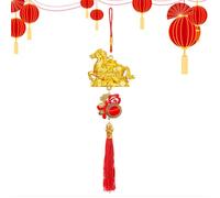 Year of The Horse 2026 - Pendant Decoration Chinese New Year, Horse Ornament, 3D Good Luck Golden Horsee Pendant, Wealth Spring Festival Decorations with Tassel For Wall Window Door Home Tree Party