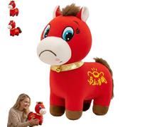 Year of The Horse 2026 Plush, 7.87in Funny Smiling/Crying Horse Plushie Figurine, Lucky Chinese Lunar New Year Zodiac Mascot, Soft Plush for Home Office Tabletop Decor (Red B)
