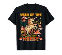 Year of The Horse Chinese Zodiac Boho Floral Folk Art Fan Camiseta