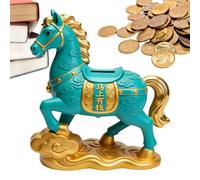 Year of The Horse Coin Bank - Resin 21.5x8.5x21.5cm | Chinese Lunar Year Horse Animal Money Saving Bank, Decorative Piggy Banks | Ideal For Bedroom, Living Room, Dorm, Study, Bookshelf, Bedside