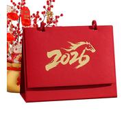 Year of the Horse Desk Calendar - 12-Month 2026 Planning Supplies, Spring Festival Desktop Organizer with Horse Themed Illustrations, Office Home School Hotel Nightstand Bedside Dressing