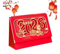 Year of the Horse Desktop Calendar - 2026 Monthly Planner, Festive Organizer for Scheduling, 3,15 pulgadas con soporte de base resistente, calendario chino para oficina y estudio mesa o mesa