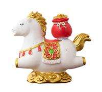 Year Of The Horse Figurine - Resin Auspicious Mascot Decorations | 2026 Chinese New Year Horse With Gold Ingot | Rotating Wealth Prosperity Symbol For Home Office Bedroom Living Room Desk Entryway