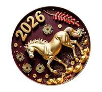 Year of The Horse Fridge Magnet - 12cm Specification Flat Souvenir for Whiteboard, Traditional Lunar New Year Celebration for Metal Surfaces, Commemorative 2026 Graphics for Cubicle Home