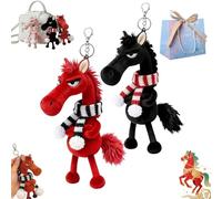 Year of the Horse Lucky Mascot - New Year Good Luck Gift 2026, Lucky Horse Guardian, Soft Horses Plush Pendant, Meaning to Get Rich Symbolic Horses Figurine, for Backpack Purse and Bag (B+C)