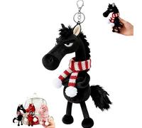 Year of The Horse Lucky Mascot, New Year Good Luck Gift 2026, Lucky Horse Mascot, Small Charm Symbolizing Strength, Courage, Balance, and Moving Forward, Pink Plush Zodiac Horses Figurine (Black)