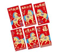 Year Of The Horse Red Envelopes 2026 - Paquetes de festivales de primavera de dibujos animados, bolsas de regalo de papel con purpurina portátil | Diseños coleccionables Lunar Año Nuevo, Decoraciones