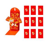 Year Of The Horse Red Sobres - Cardstock Paper Hongbao | 10 paquetes 3D plegables con papel dorado, Lunar New Year Money Holder For Business Gifting Wedding Birthday Party Office Celebration And F