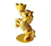 Year of the Horse Statue, Wealth Prosperity Mascot, 3D Printed Chinese New Year Horse with Gold Ingot, Office Desk Sculpture for Home, Living Room, Bedroom, Entryway, Mantel, 2.52x1.89x3.15 Inches