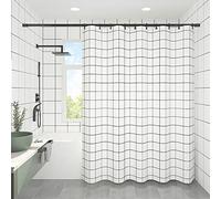 YEARLY Rejilla Impresión Cortina De Ducha,Poliester Cortineros De Baño Decoración del Hogar Cortina De Puerta Tela Impermeable Partición Cortinas De Baño con Gancho Blanco 180x180cm(71x71inch)