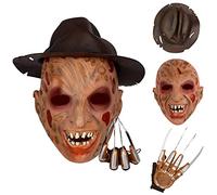 Yearsahrk Freddy Krüger - Máscara para disfraz de sombrero de vaquero, guante de terror, máscara de zombi, carnaval, Halloween, cosplay, accesorios de látex (máscara Freddy Krüger)