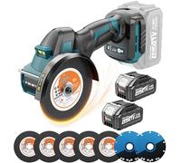 YEARTOP Mini sierra circular de 4 pulgadas compatible con batería Makita de 18 V, 40 mm de profundidad de corte, minisierra circular de mano con 2 baterías de 4000 mAh, 850 W sin escobillas, sierra