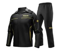 YEASQGS Traje de lluvia reflectante impermeable para motocicleta, conjunto de 2 piezas con chaqueta y pantalón para adultos, ciclismo, equitación, Negro, XXL