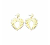 YEATMUE Pendientes de rafia con forma de corazón para mujer, aretes colgantes de rafia de moda envueltos en paja, bonitos aretes colgantes hechos a mano, joyería brillante de circonita cúbica, regalo